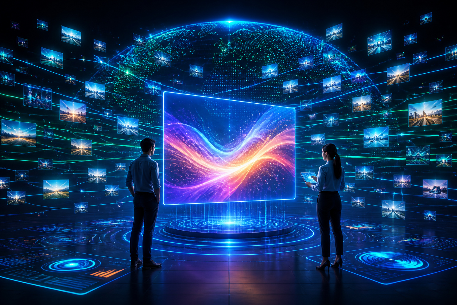 Reseau publicitaire numerique futuriste